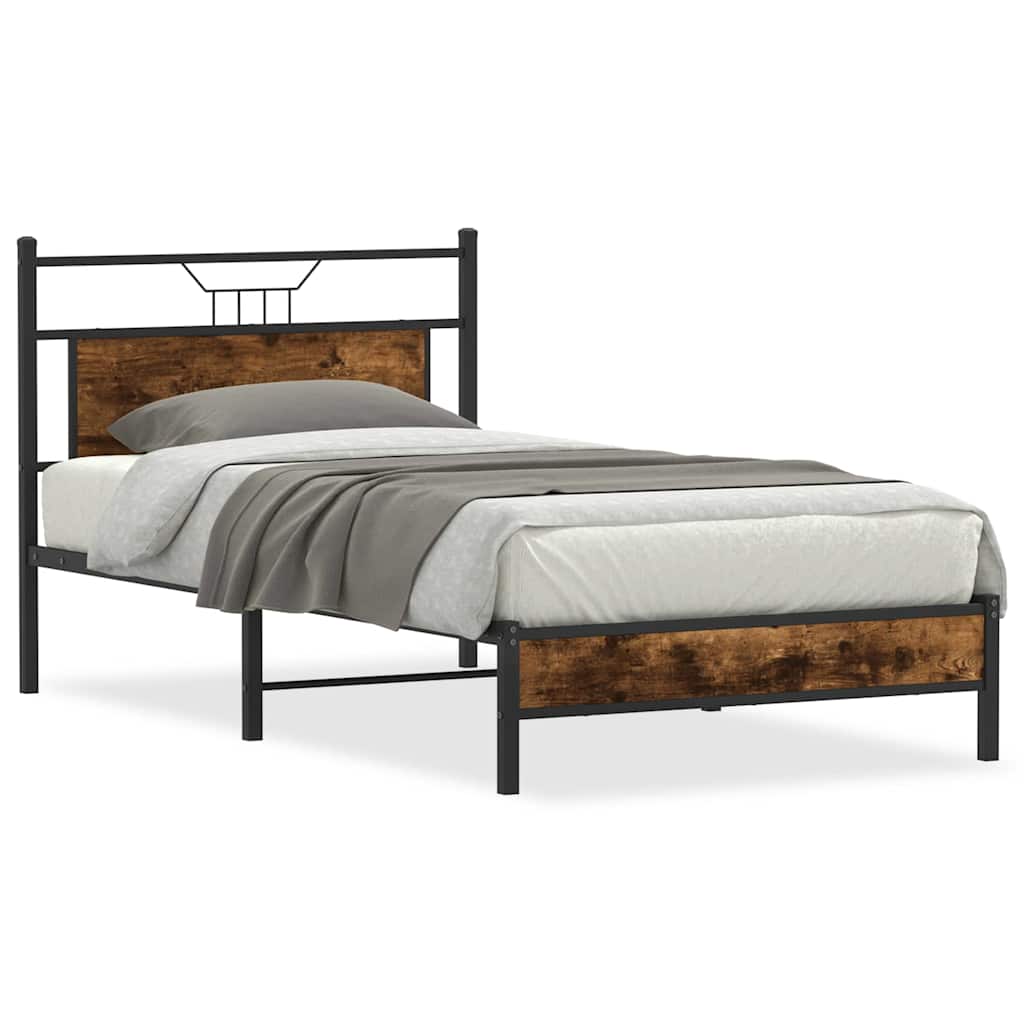 vidaXL Rám postele bez matrace kouřový dub 100x190 cm kompozitní dřevo