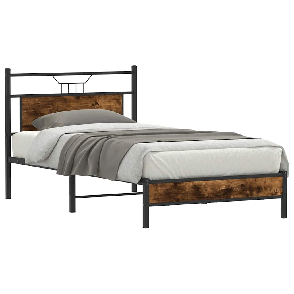 vidaXL Bedframe zonder matras 107x203 cm spaanplaat gerookt afbeelding