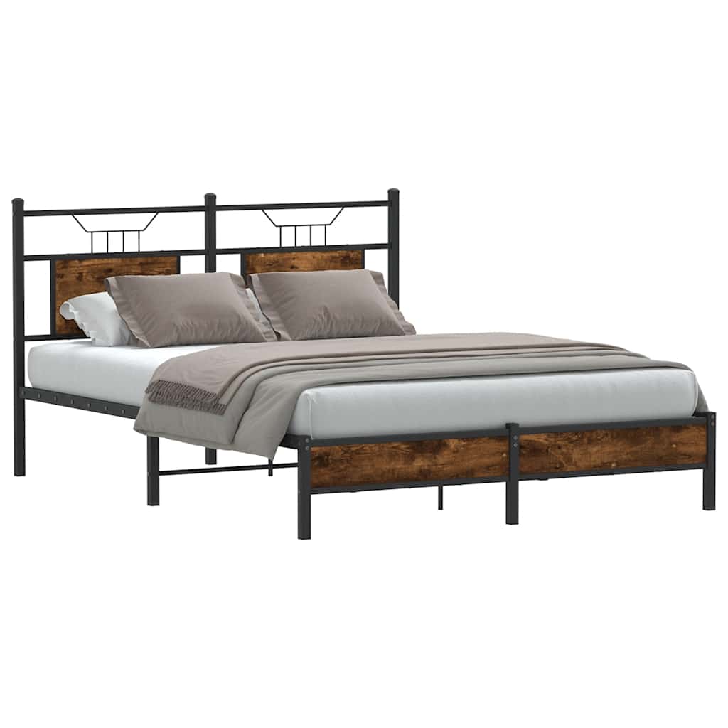 vidaXL Bedframe zonder matras hout gerookt eikenkleurig 150x200 cm afbeelding