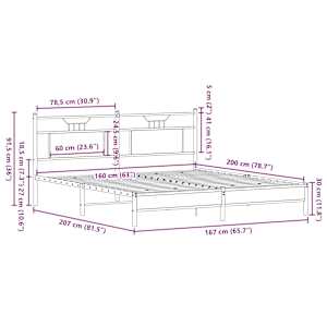 Rám postele bez matrace kouřový dub 160x200cm kompozitní dřevo - obrázek 11