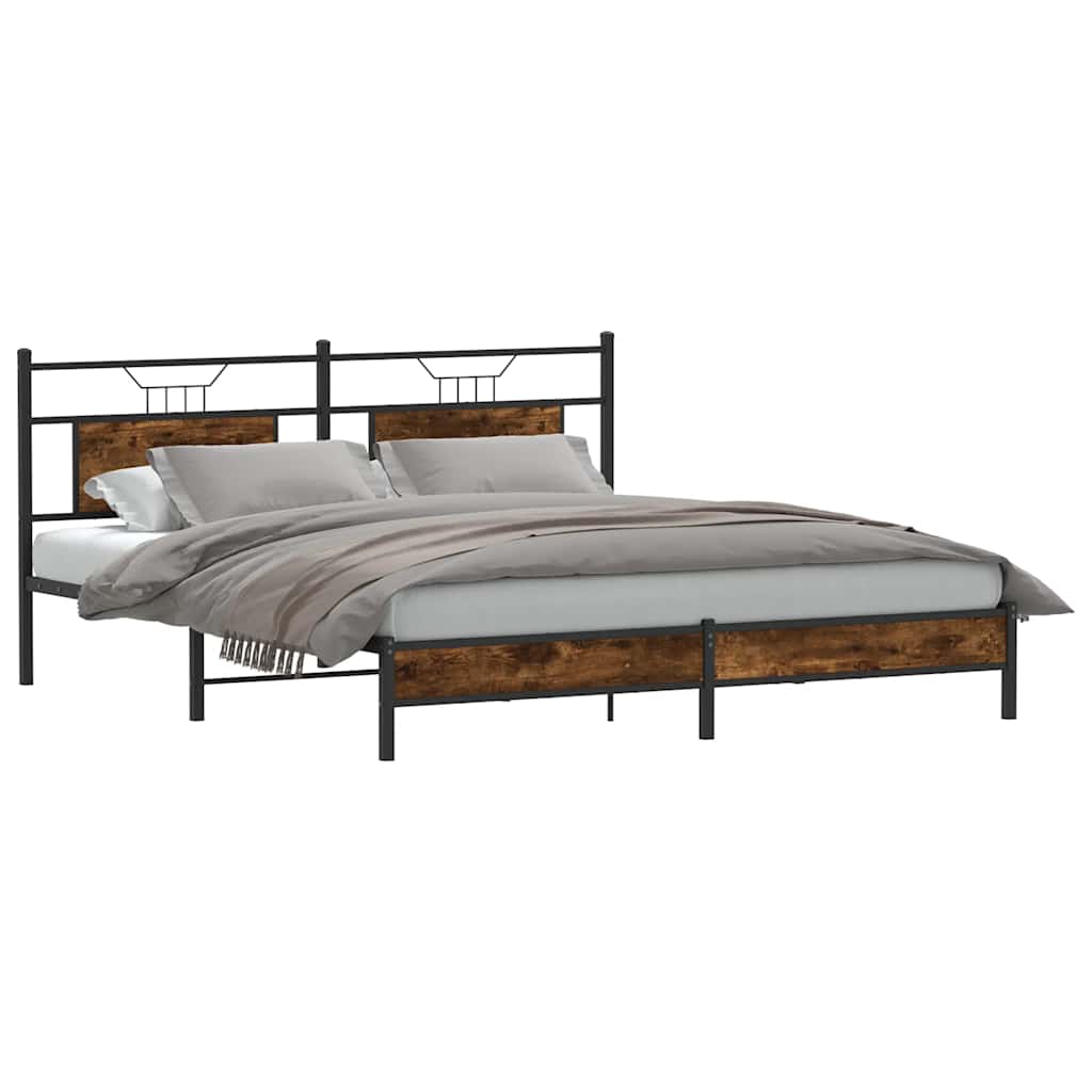 vidaXL Bedframe zonder matras 183x203 cm spaanplaat gerookt eiken afbeelding