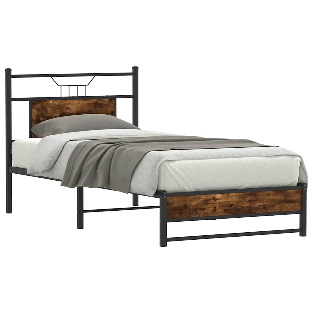 vidaXL Bedframe zonder matras hout gerookt eikenkleurig 80x200 cm afbeelding