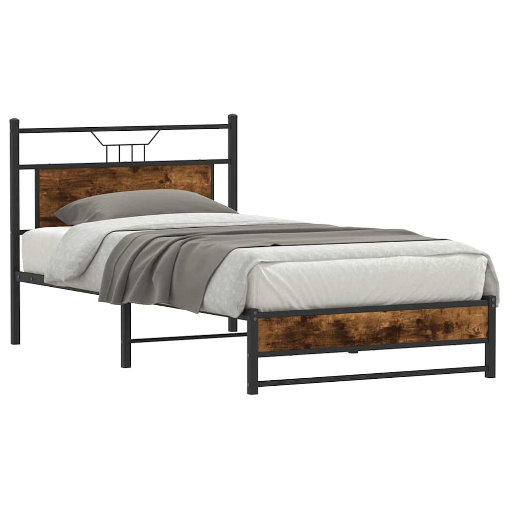 vidaXL Bedframe zonder matras spaanplaat gerookt eikenkleurig afbeelding