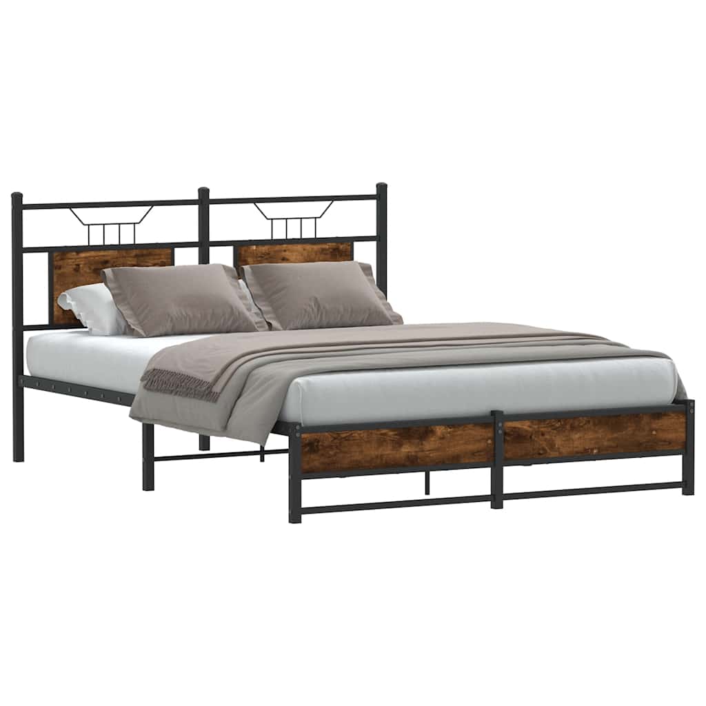 vidaXL Bedframe zonder matras hout gerookt eikenkleurig 137x190 cm afbeelding