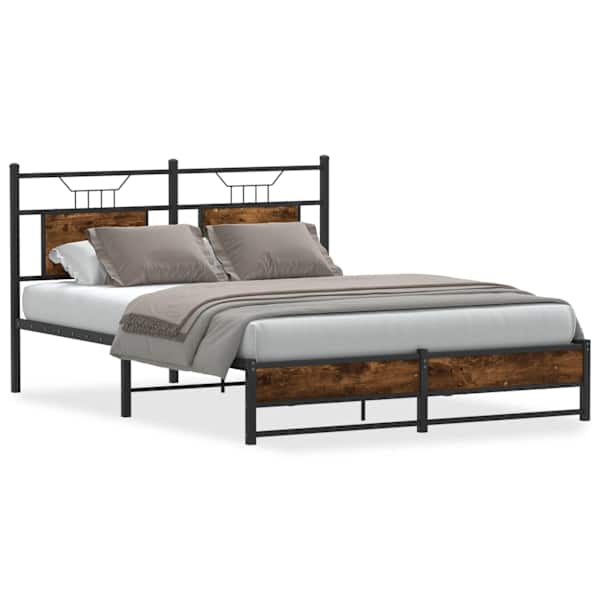 vidaXL peatsiga voodiraam, ilma madratsita, suitsutatud tamm 140x190cm