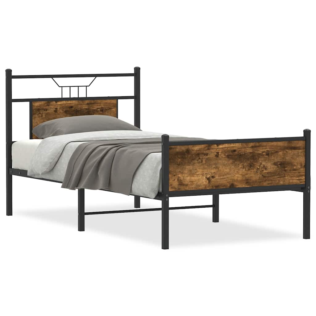 vidaXL Rám postele bez matrace kouřový dub 75x190 cm kompozitní dřevo