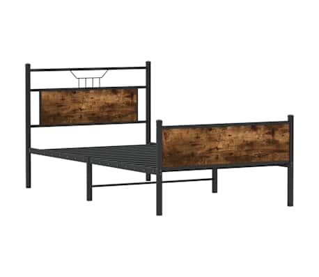 vidaXL Bed Frame without Mattress Smoked Oak 100x200 cm Engineered Wood