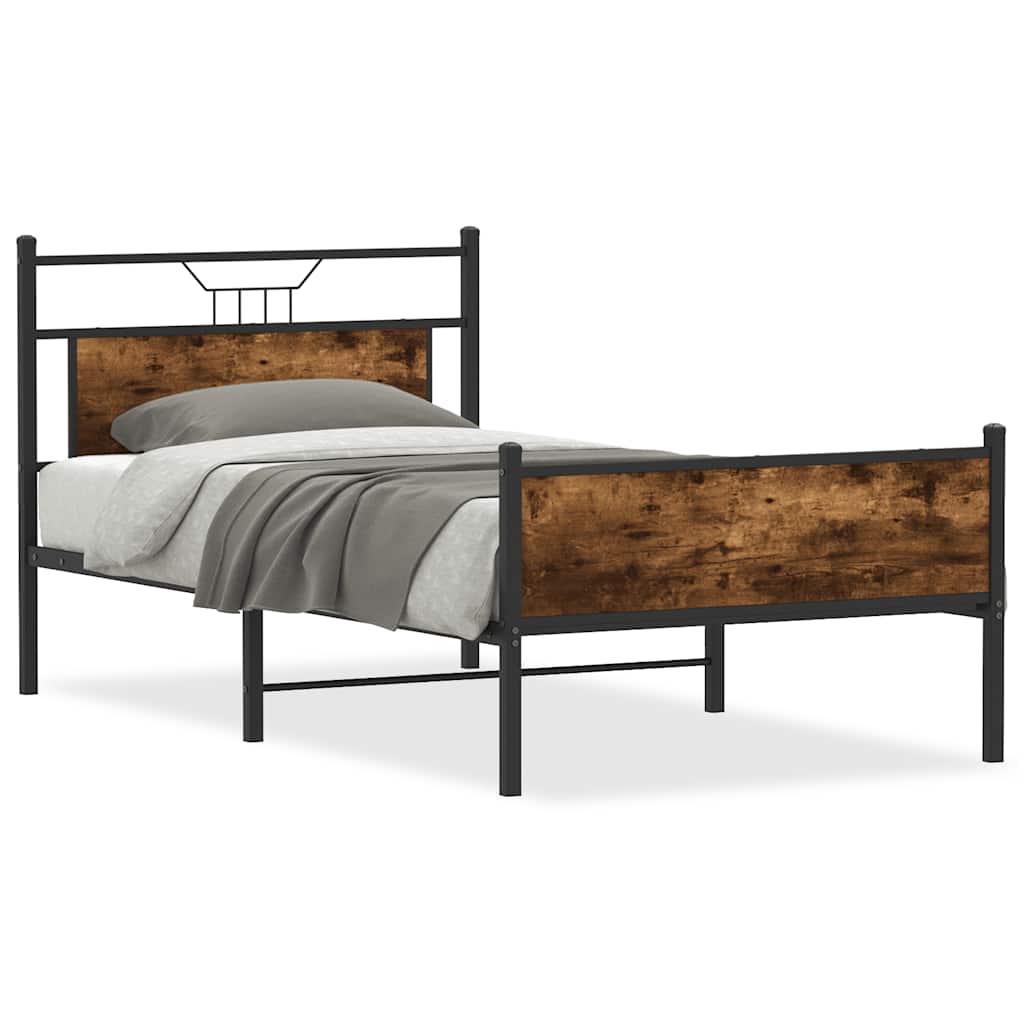 vidaXL Rám postele bez matrace kouřový dub 107x203 cm kompozitní dřevo