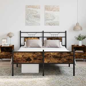 Rám postele bez matrace kouřový dub 137x190 cm kompozitní dřevo - obrázek 4