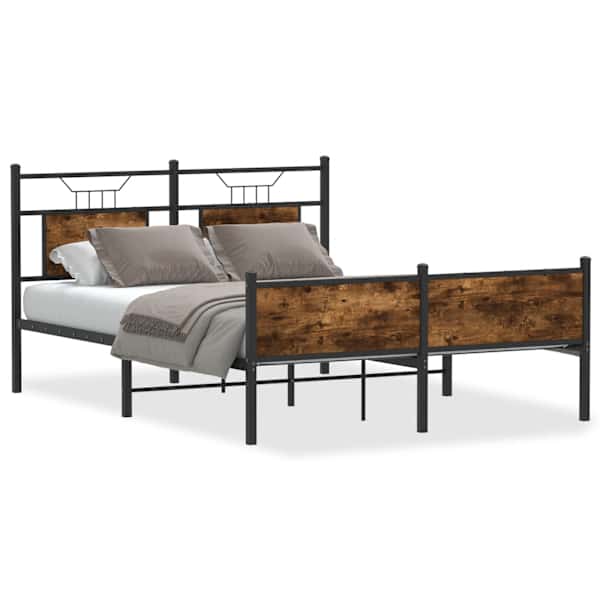 vidaXL peatsiga voodiraam, ilma madratsita, suitsutatud tamm 140x190cm