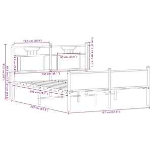 Rám postele bez matrace kouřový dub 150x200 cm kompozitní dřevo - obrázek 11
