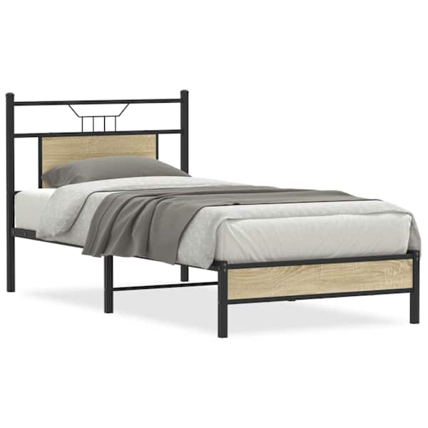 vidaXL peatsiga voodiraam, ilma madratsita, Sonoma tamm 75x190 cm
