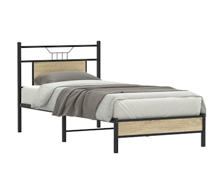 vidaXL Bed Frame without Mattress Sonoma Oak 90x190 cm Single Engineered Wood