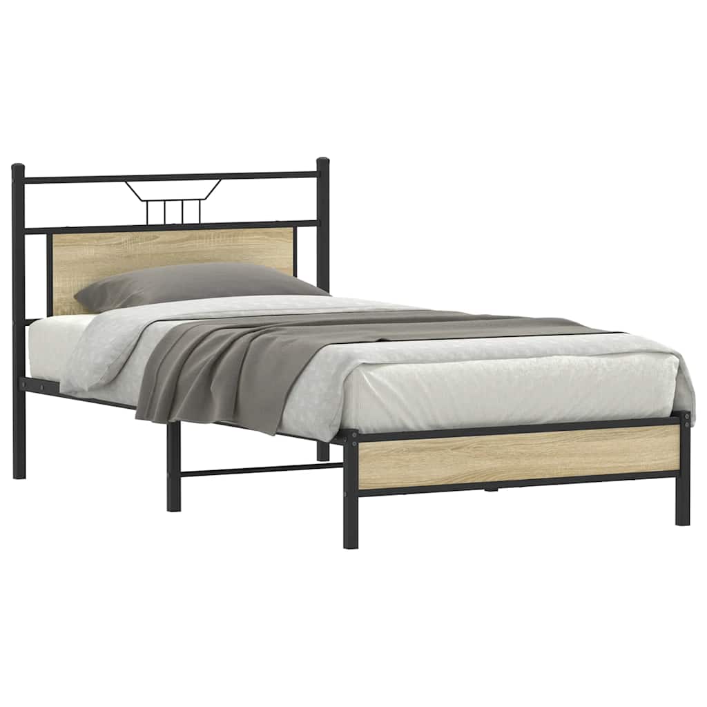 vidaXL Sängynrunko ilman patjaa Sonoma tammi 100x200 cm tekninen puu