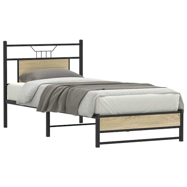 vidaXL peatsiga voodiraam, ilma madratsita, Sonoma tamm 75x190 cm