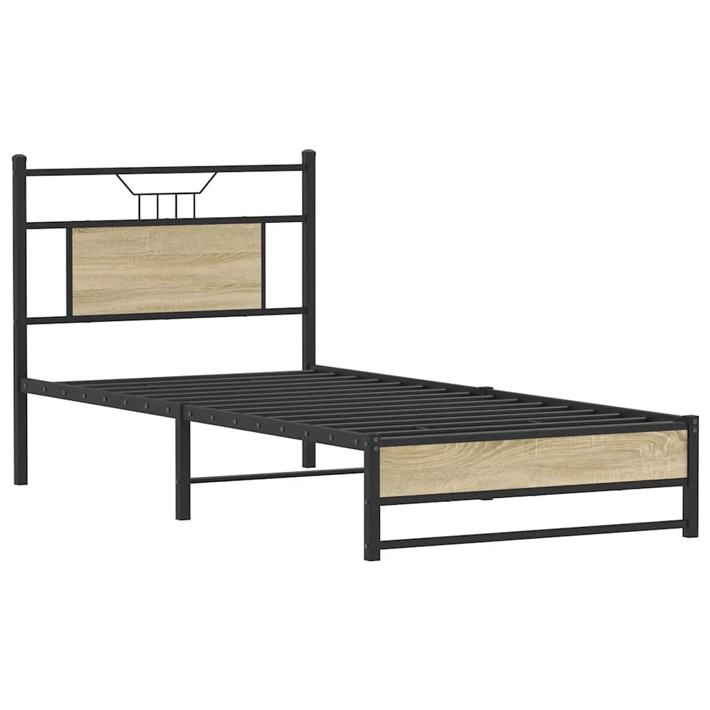 vidaXL sonoma tölgy színű szerelt fa ágykeret matrac nélkül 80x200 cm