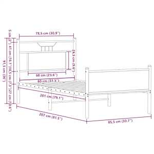 Rám postele bez matrace dub sonoma 80 x 200 cm kompozitní dřevo - obrázek 11