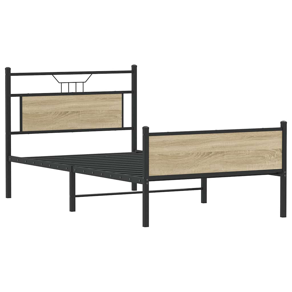 vidaXL Cadru pat fără saltea, stejar sonoma 100x190 cm lemn prelucrat