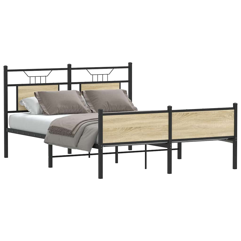 vidaXL Bettgestell ohne Matratze Sonoma-Eiche 137x190 cm Holzwerkstoff