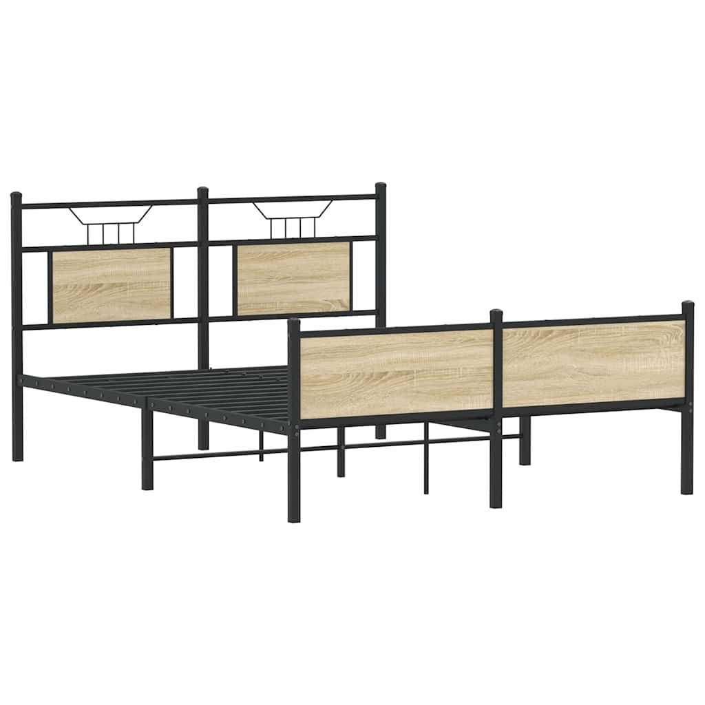 vidaXL Sängynrunko ilman patjaa Sonoma-tammi 140x190 cm tekninen puu
