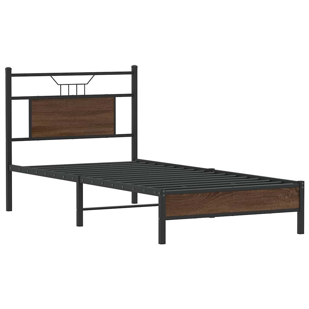 vidaXL Bedframe zonder matras bewerkt hout bruin eikenkleur 75x190 cm afbeelding