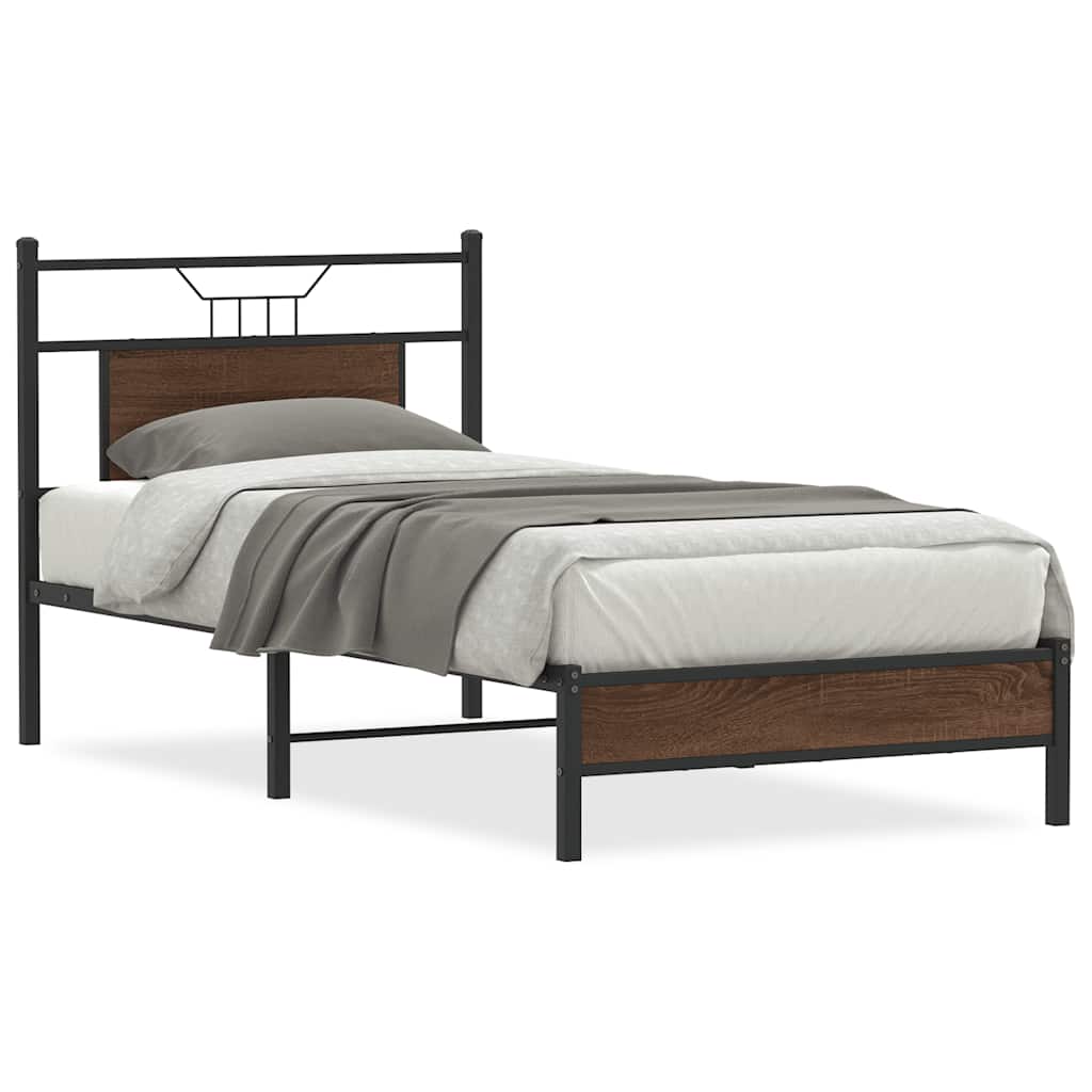VidaXL Bedframe Zonder Matras Bewerkt Hout Bruin Eikenkleur 80x200 Cm
