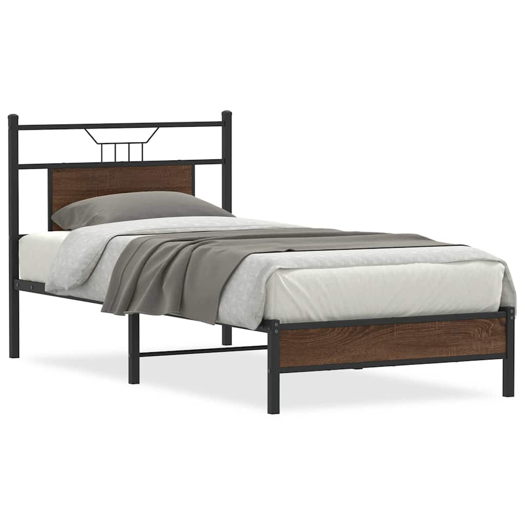vidaXL Rám postele bez matrace hnědý dub 90 x 190 cm kompozitní dřevo