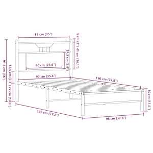 Rám postele bez matrace hnědý dub 90 x 190 cm kompozitní dřevo - obrázek 11