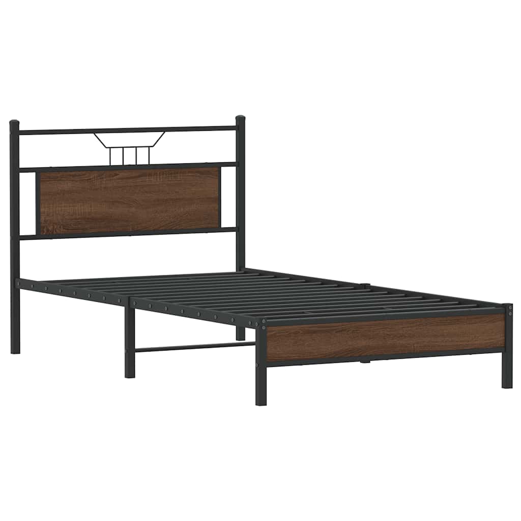 vidaXL Bedframe zonder matras bewerkt hout bruin eikenkleur 100x200 cm afbeelding
