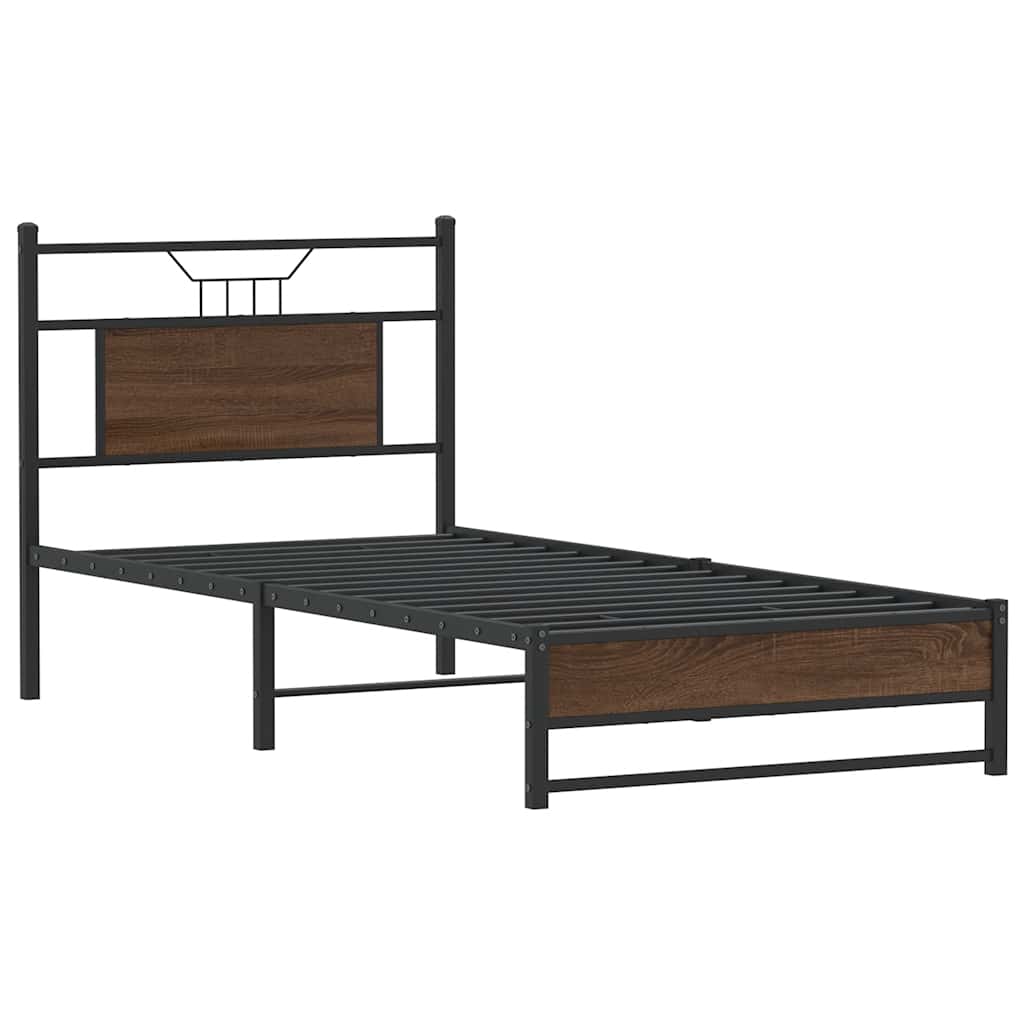 vidaXL Cadru pat fără saltea, stejar maro 75x190 cm lemn prelucrat