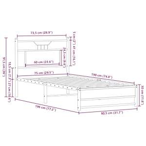 Rám postele bez matrace hnědý dub 75 x 190 cm kompozitní dřevo - obrázek 11