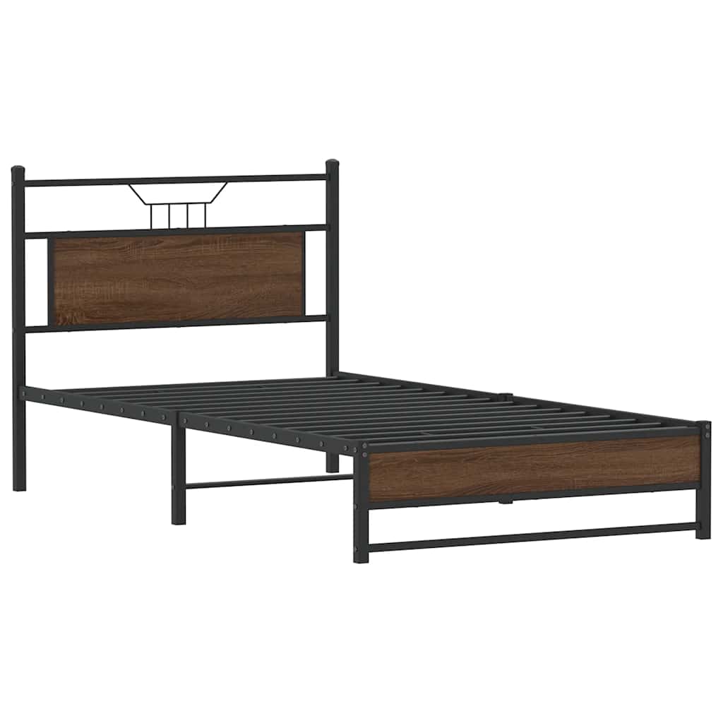 vidaXL Bedframe zonder matras bewerkt hout bruin eikenkleur 100x200 cm afbeelding