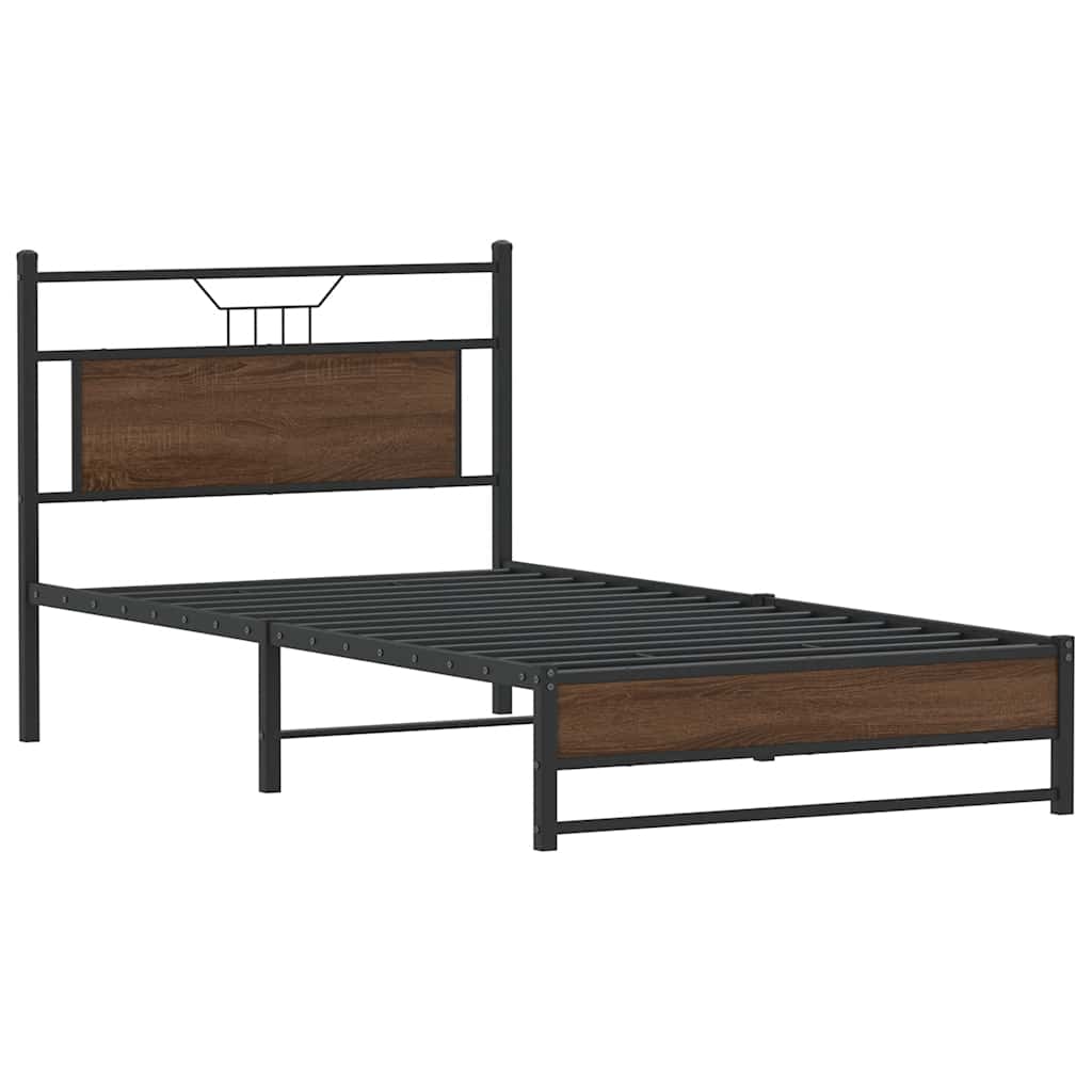 vidaXL Bedframe zonder matras 107x203 cm spaanplaat bruin eikenkleurig afbeelding