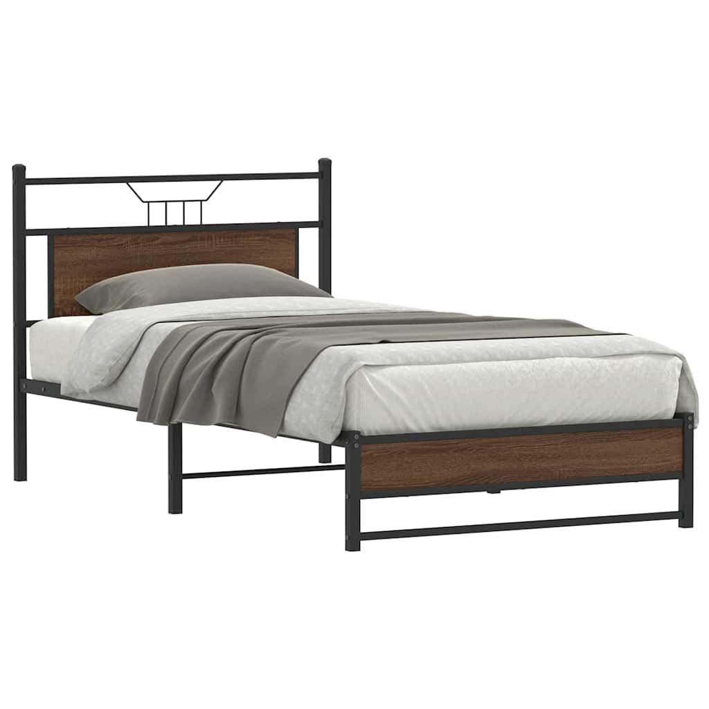 vidaXL Sengeramme uten madrass brun eik 107x203 cm konstruert tre