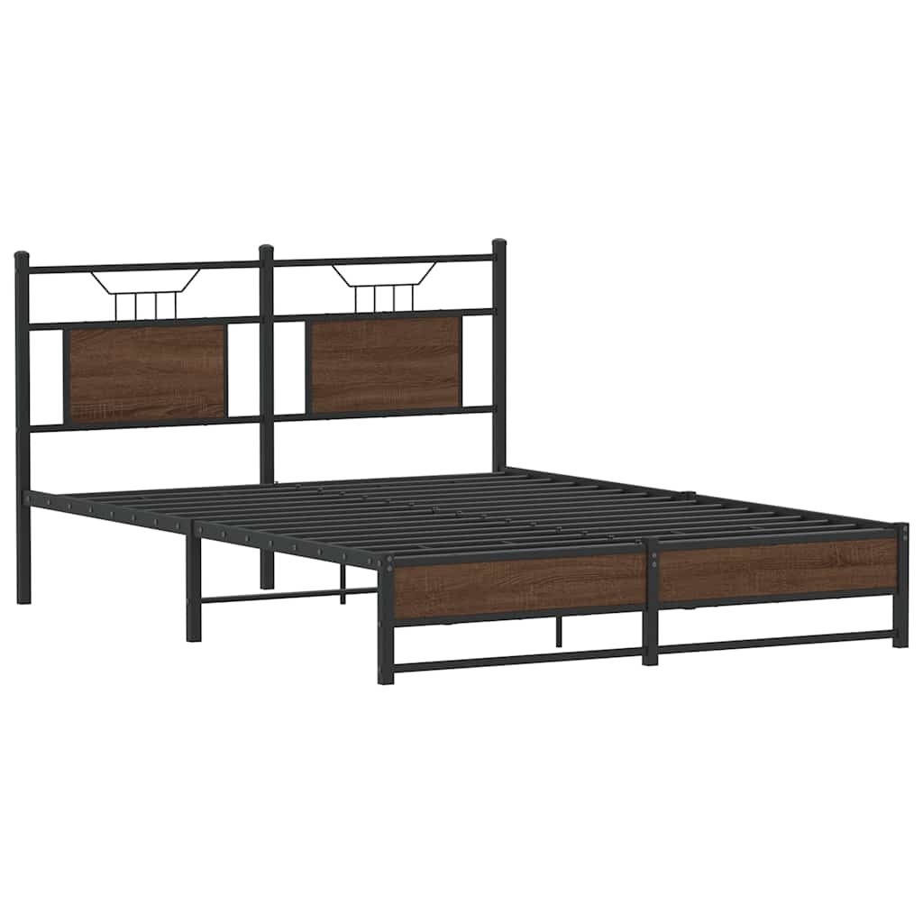 vidaXL Bedframe zonder matras bewerkt hout bruin eikenkleur 137x190 cm afbeelding