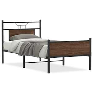 vidaXL peatsiga voodiraam, ilma madratsita, pruun tamm 75x190 cm