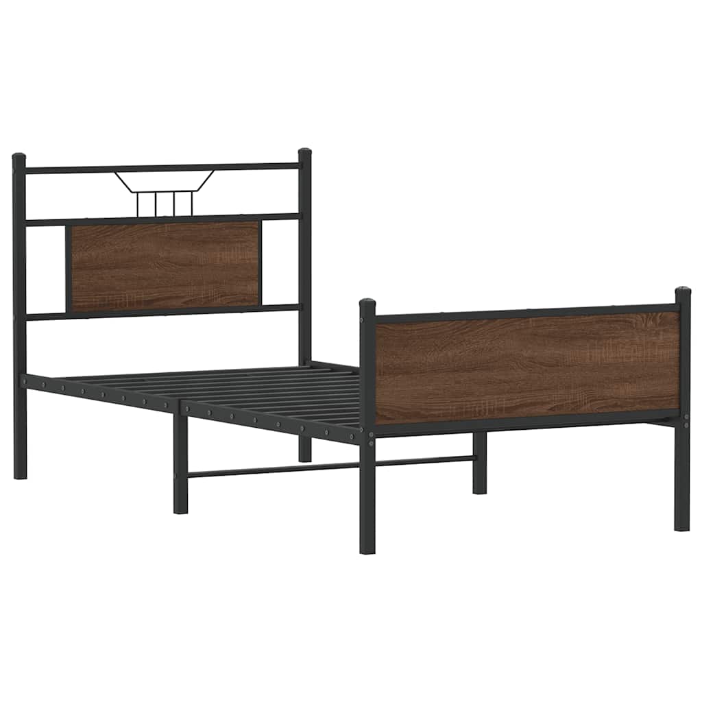 vidaXL Sängynrunko ilman patjaa ruskea tammi 75x190 cm tekninen puu