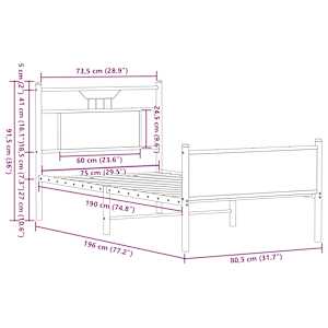 Rám postele bez matrace hnědý dub 75 x 190 cm kompozitní dřevo - obrázek 11