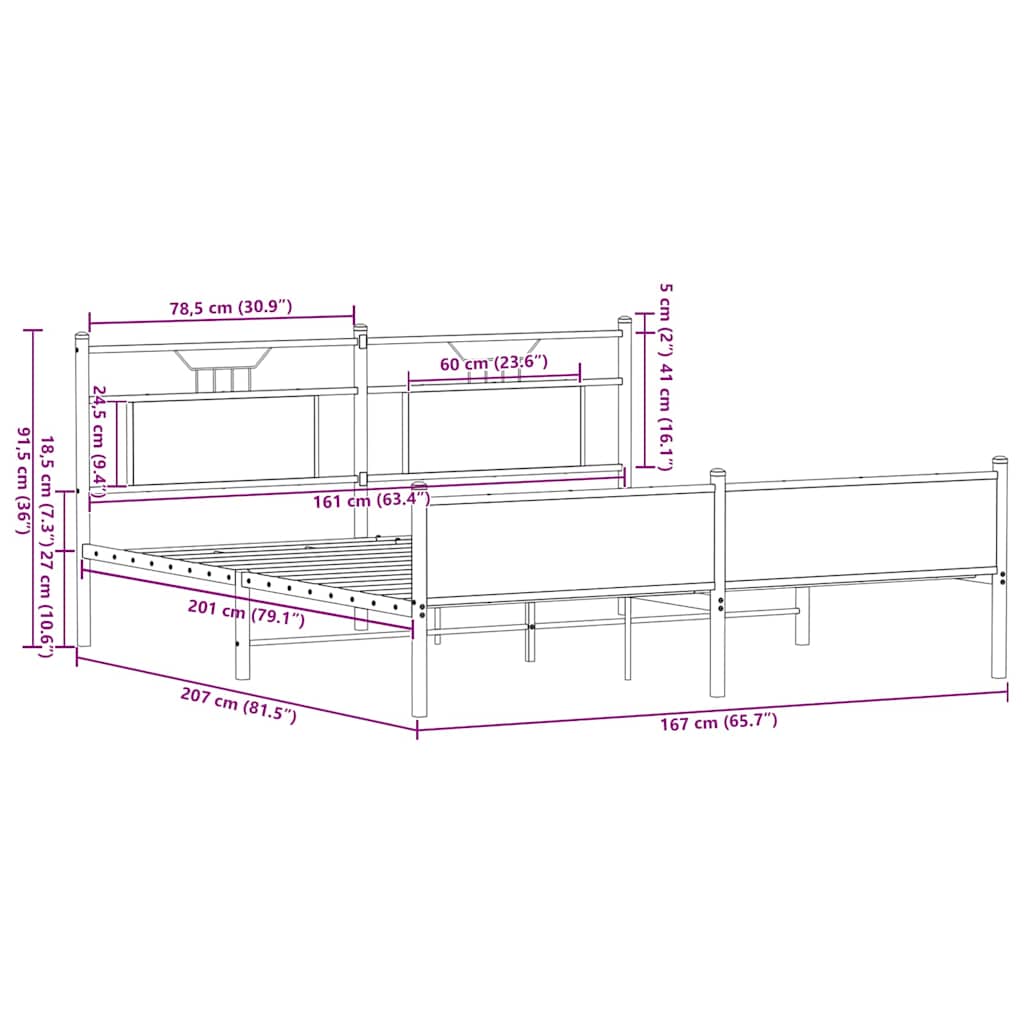 Bed Frame without Mattress Engineered Wood size guide