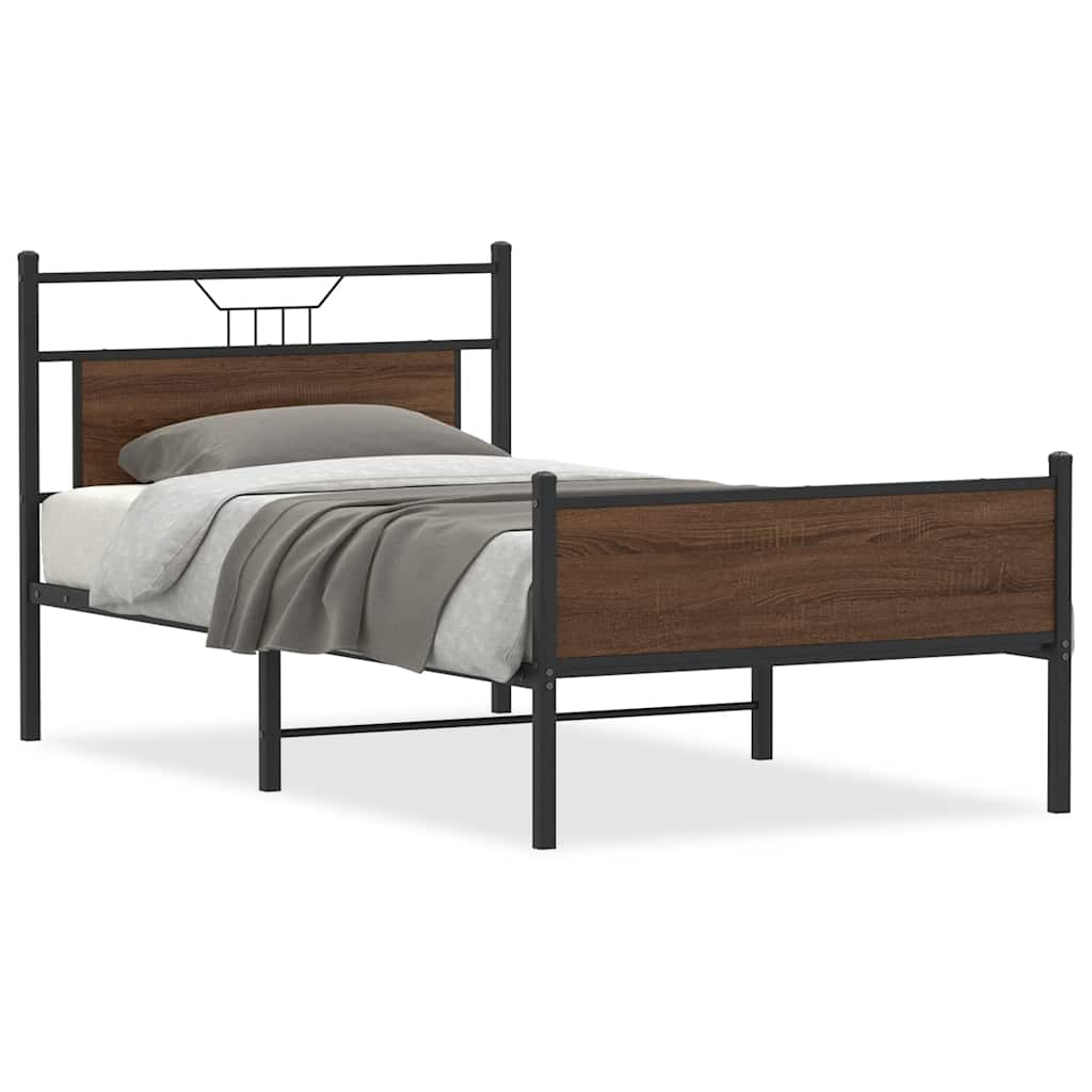 vidaXL Rám postele bez matrace hnědý dub 100 x 190 cm kompozitní dřevo