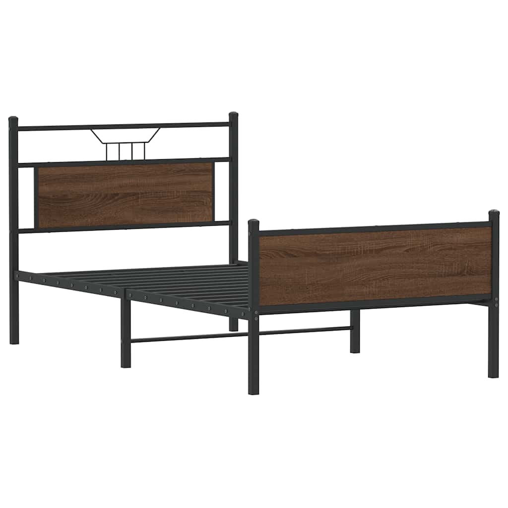vidaXL Bedframe zonder matras 107x203 cm spaanplaat bruin eikenkleurig afbeelding