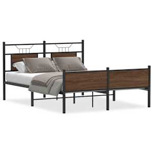 Rám postele bez matrace hnědý dub 137 x 190 cm kompozitní dřevo - obrázek 2