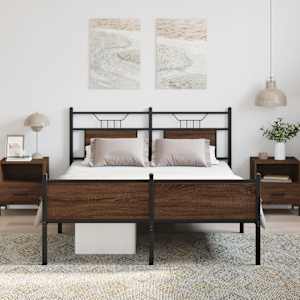 Rám postele bez matrace hnědý dub 137 x 190 cm kompozitní dřevo - obrázek 4