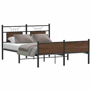Rám postele bez matrace hnědý dub 137 x 190 cm kompozitní dřevo - obrázek 1
