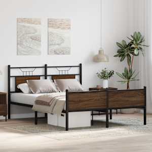 Rám postele bez matrace hnědý dub 140 x 190 cm kompozitní dřevo - obrázek 5