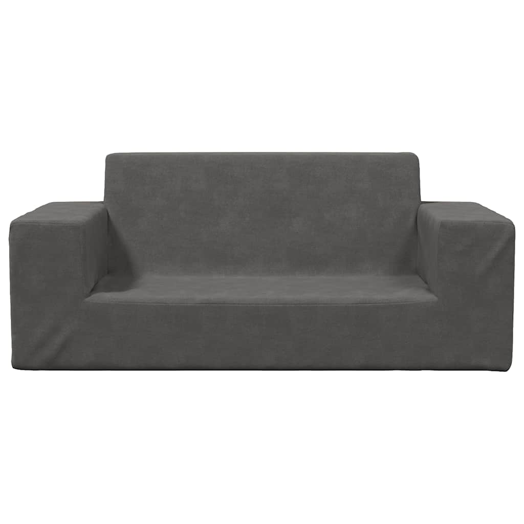 Thumbnail - vidaXL Kindersofa 2-Sitzer Anthrazit Weich Plüsch
