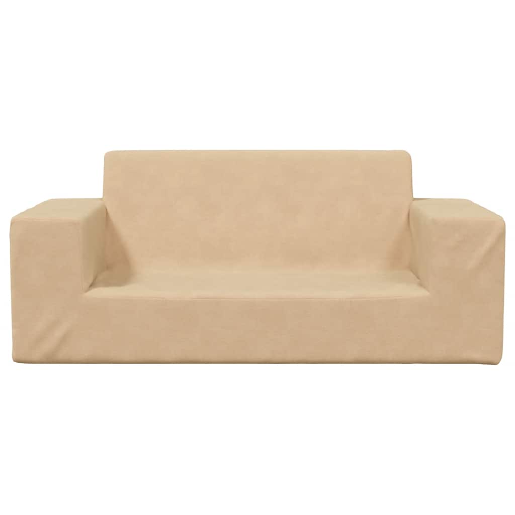 Thumbnail - vidaXL Kindersofa 2-Sitzer Creme Weich Plüsch