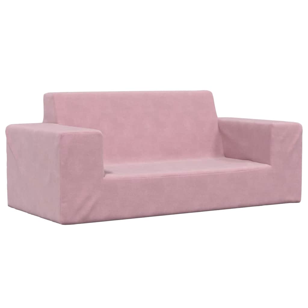 vidaXL Sofá infantil de 2 lugares pelúcia rosa