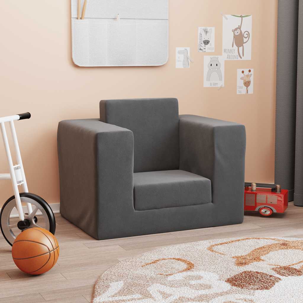 vidaXL sofaseng til børn blødt plys antracitgrå