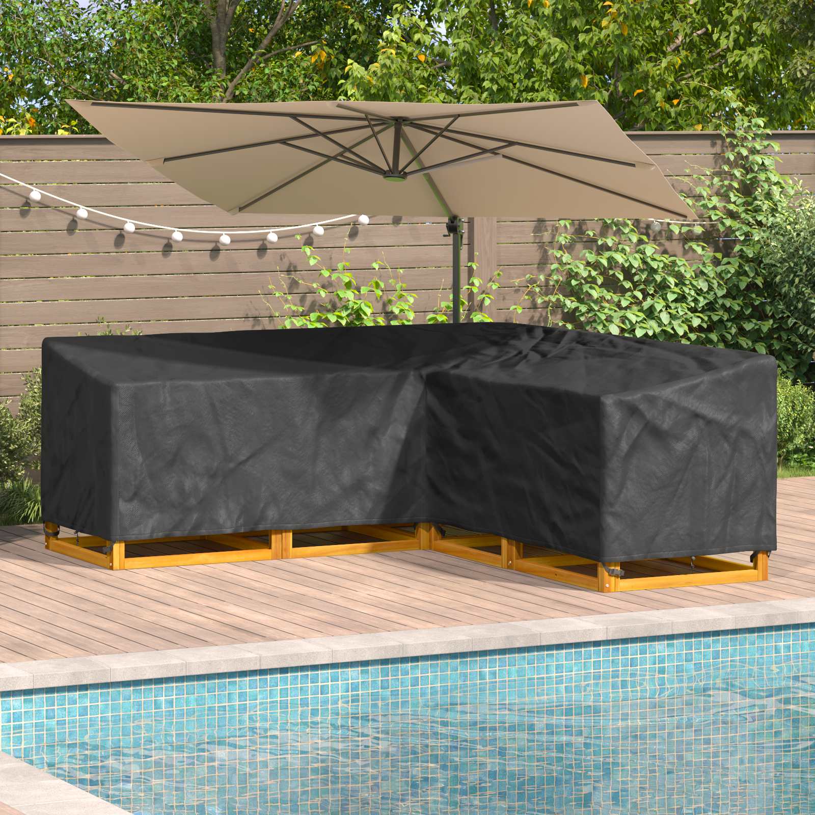 vidaXL Husă pentru mobilă Negru 235 x 235 x 80 cm Material Oxford 600D
